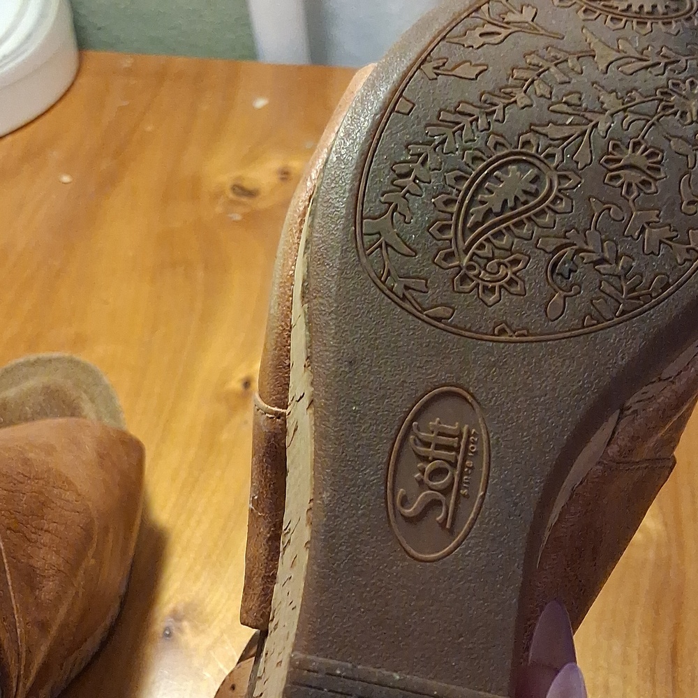 Sofft Women’s Brown Leather-Look Strappy Wedge Sandals 7.5 - Picture 16 of 17